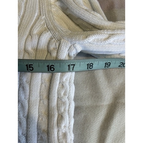 Lauren Ralph Lauren Cable Knit Zip Up Sweater Size L Long Sleeve Gold Logo - Picture 5 of 6